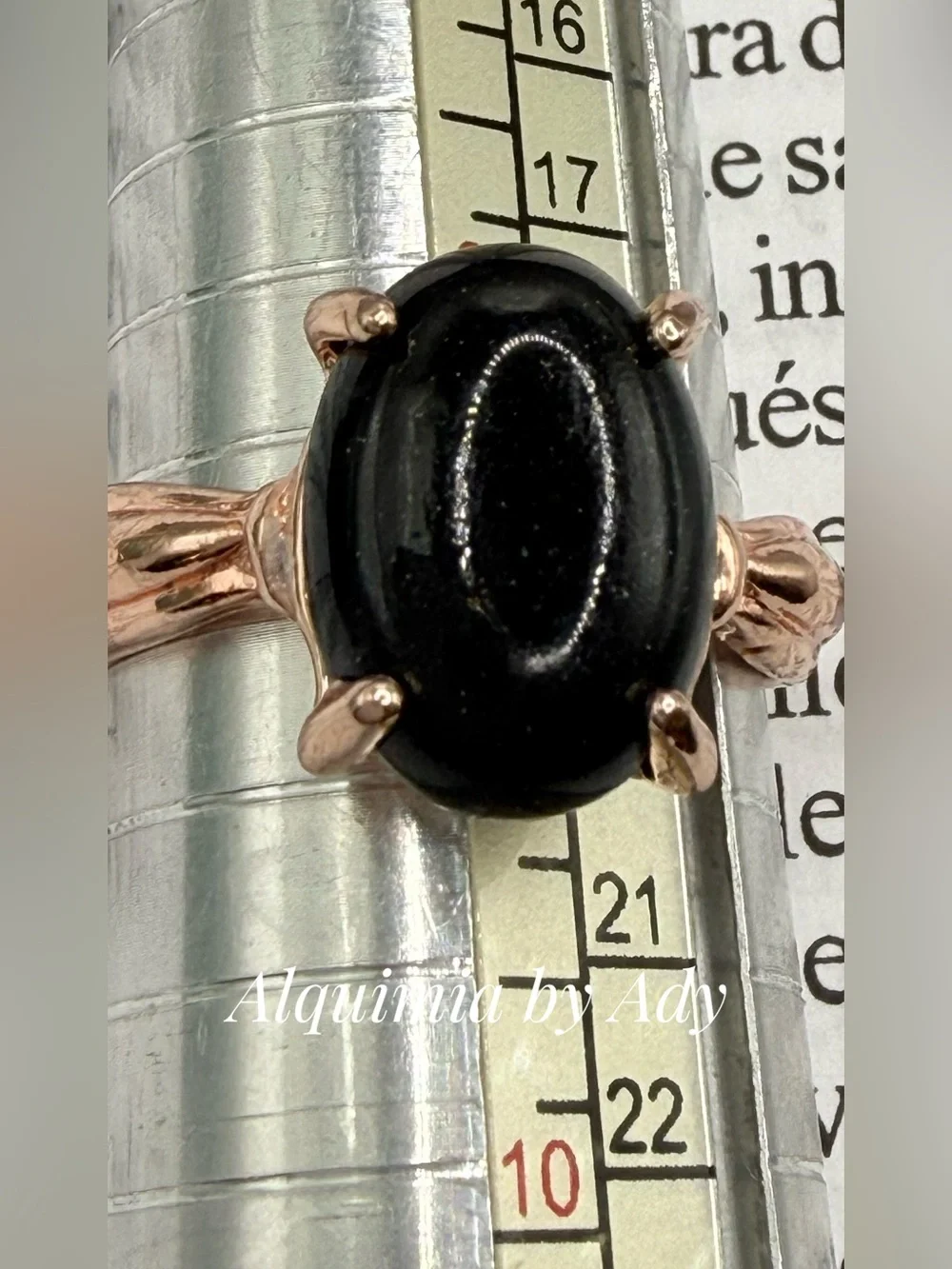 Rose gold midnight blue sandstone ring